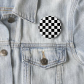 Badge Rond 5 Cm Tableau de contrôle Motif de chèques en noir et bl (En situation)