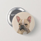 Badge Rond 5 Cm Tableau Français Bulldog (Sable) - Joli Original D (Devant & derrière)
