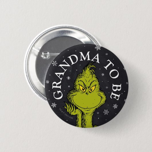 Badge Rond 5 Cm Tableau noir Grinch | Grand-mère à être (Devant & derrière)