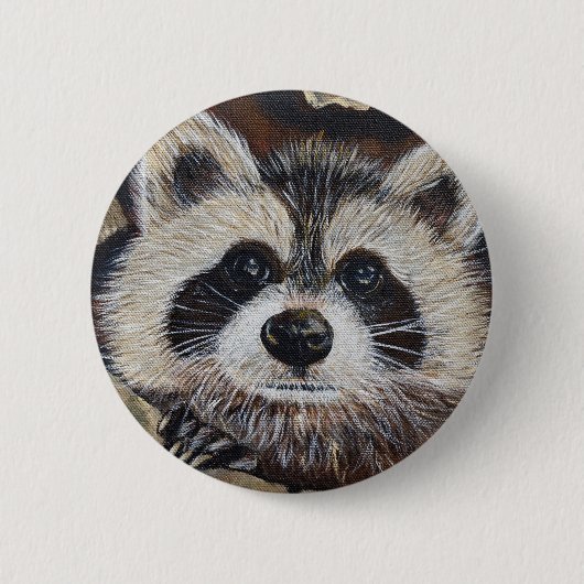 Badge Rond 5 Cm Tableau Raccoon (Devant)