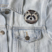 Badge Rond 5 Cm Tableau Raccoon (En situation)