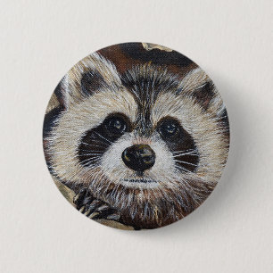 Badge Rond 5 Cm Tableau Raccoon