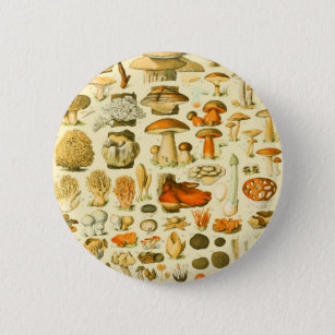 Badge Rond 5 Cm Tabouret de toilette Vintage de champignons Illust