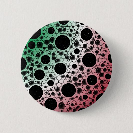Badge Rond 5 Cm Taches de bulle spatiale - Vert/Blanc/Rouge (Devant)
