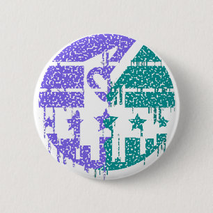 Badge Rond 5 Cm Taches qui dégoulinent - Convergence colorée