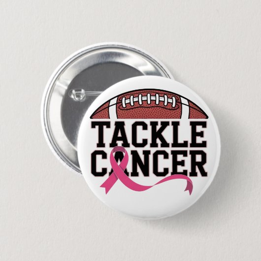 Badge Rond 5 Cm Tackle Cancer Pink Ribbon Design (Devant & derrière)