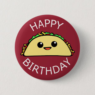 Badge Rond 5 Cm Taco mignon de joyeux anniversaire