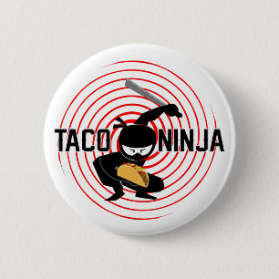 Badge Rond 5 Cm Taco Ninja Design - Bouton rond