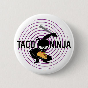Badge Rond 5 Cm Taco Ninja Design - Bouton rond