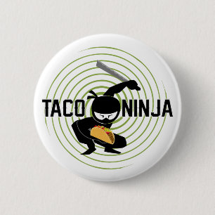 Badge Rond 5 Cm Taco Ninja Design - Bouton rond
