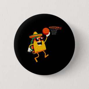 Badge Rond 5 Cm Taco squelette jouant pour la célébration de Cinco