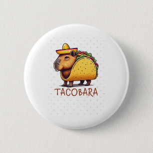 Badge Rond 5 Cm Tacobara Capybara Dans Un Autocollant Costume Taco