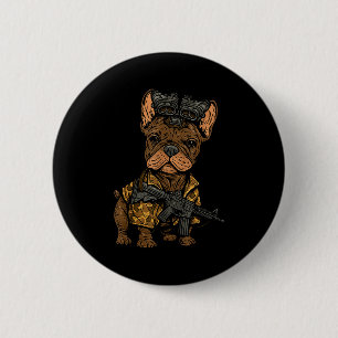Badge Rond 5 Cm Tactical Frenchie Drôle de Chien Bouledogue Avec N