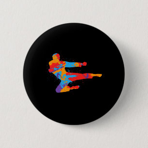 Badge Rond 5 Cm Taekwondo Colorée Arts Martiaux Hommes Enfants Gar