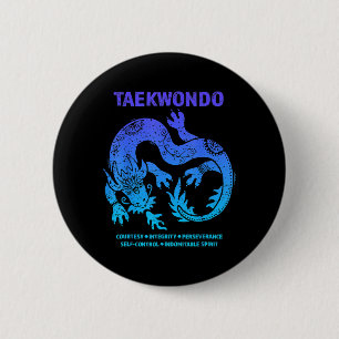 Badge Rond 5 Cm Taekwondo Dragon Arts Martiaux MMA Adolescents Gar