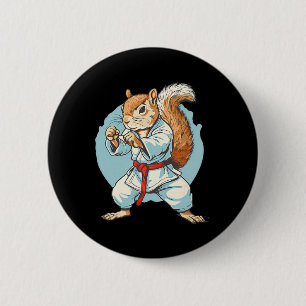 Badge Rond 5 Cm Taekwondo Écureuil Kung Fu Kickboxing Karaté Marti