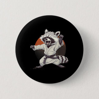 Badge Rond 5 Cm Taekwondo Raccoon Kickboxing Animall Jiu-Jitsu