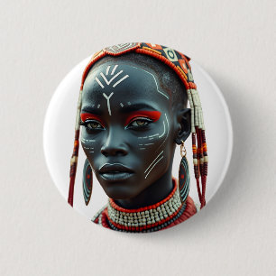 Badge Rond 5 Cm Tag de beauté tribale africaine de Regal   Afrocen