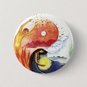 Badge Rond 5 Cm Taijitu illustrant la polarité