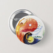 Badge Rond 5 Cm Taijitu illustrant la polarité (Devant & derrière)