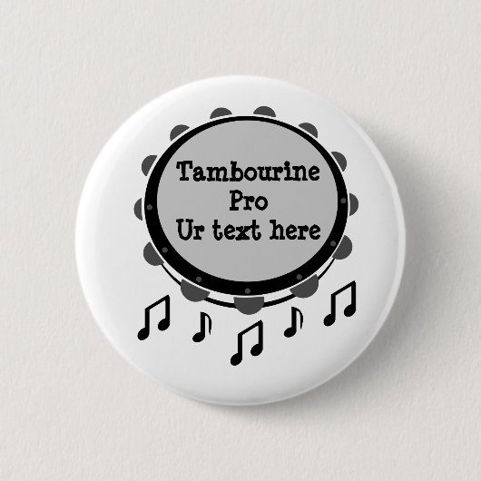 Badge Rond 5 Cm Tambourine noir et blanc (Devant)