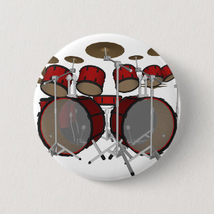 Badge Rond 5 Cm Tambours :Kit Tambour rouge : Modèle 3D: