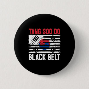 Badge Rond 5 Cm Tang Soo Do Black Belt Karate Fighter Coréen Marti