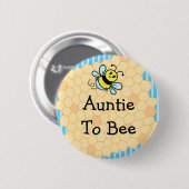 Badge Rond 5 Cm Tante À Abeille, Baby shower (Devant & derrière)