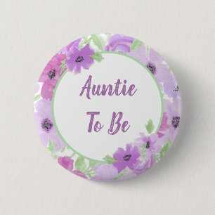 Badge Rond 5 Cm Tante à être aquarelle Baby shower floral