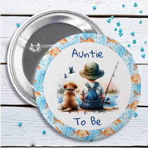 Badge Rond 5 Cm Tante à être Baby shower à thème de la pêche