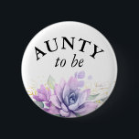 Badge Rond 5 Cm Tante à être - Baby shower de succulents d'aquarel<br><div class="desc">Aquarelle violet succulents et verdure feuilles boutons baby shower</div>