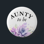 Badge Rond 5 Cm Tante à être - Baby shower de succulents d'aquarel<br><div class="desc">Aquarelle violet succulents et verdure feuilles boutons baby shower</div>