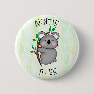 Badge Rond 5 Cm Tante Baby shower à thème Koala