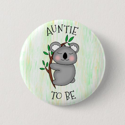 Badge Rond 5 Cm Tante | Baby shower à thème Koala (Devant)
