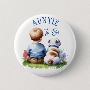 Badge Rond 5 Cm Tante Baby shower Baby and Bulldog