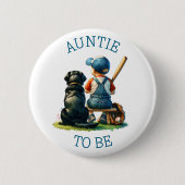 Badge Rond 5 Cm Tante | Baby shower de baseball (Devant)