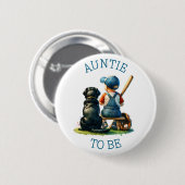 Badge Rond 5 Cm Tante | Baby shower de baseball (Devant & derrière)