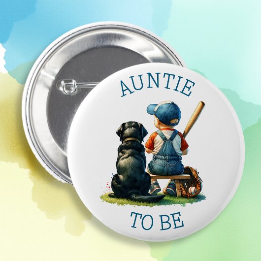 Badge Rond 5 Cm Tante | Baby shower de baseball