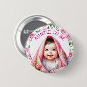 Badge Rond 5 Cm Tante | Baby shower floral (Devant & derrière)