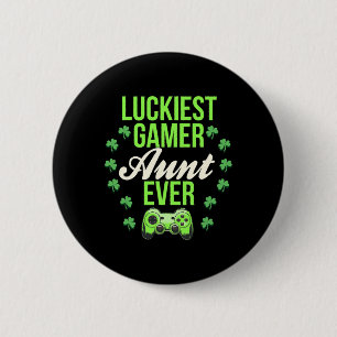 Badge Rond 5 Cm Tante de joueur la plus chanceuse jamais manette T
