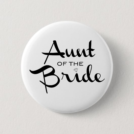 Badge Rond 5 Cm Tante de la mariée Retro Script noir (Devant)
