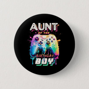 Badge Rond 5 Cm Tante De L'Anniversaire Garçon Correspondant Famil