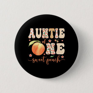 Badge Rond 5 Cm Tante de One Sweet Peach, fille de 1 an pour son a