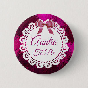 Badge Rond 5 Cm Tante d'être Magenta Bow Baby shower bouton