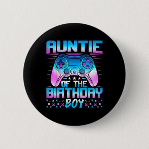 Badge Rond 5 Cm Tante Du Garçon D'Anniversaire - Jeu Vidéo Corresp