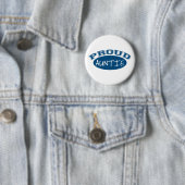 Badge Rond 5 Cm Tante fière (bleue) (En situation)