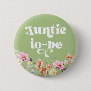 Badge Rond 5 Cm Tante future fleur sauvage