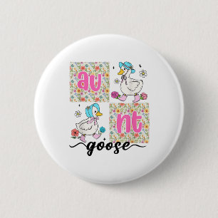 Badge Rond 5 Cm Tante Goose Floral Joyeuse Fête Des Mères Pour Tan