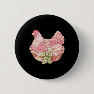 Badge Rond 5 Cm Tante grand-mère poules poulets patchwork bow flor