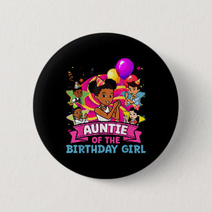 Badge Rond 5 Cm Tante La Fille de l'anniversaire Fête Rose Poupée